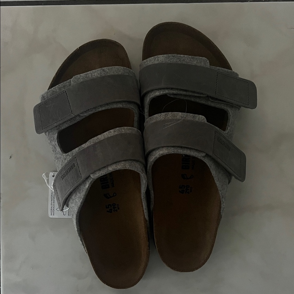 Birkenstock Gray Felt Double Strap Sandals